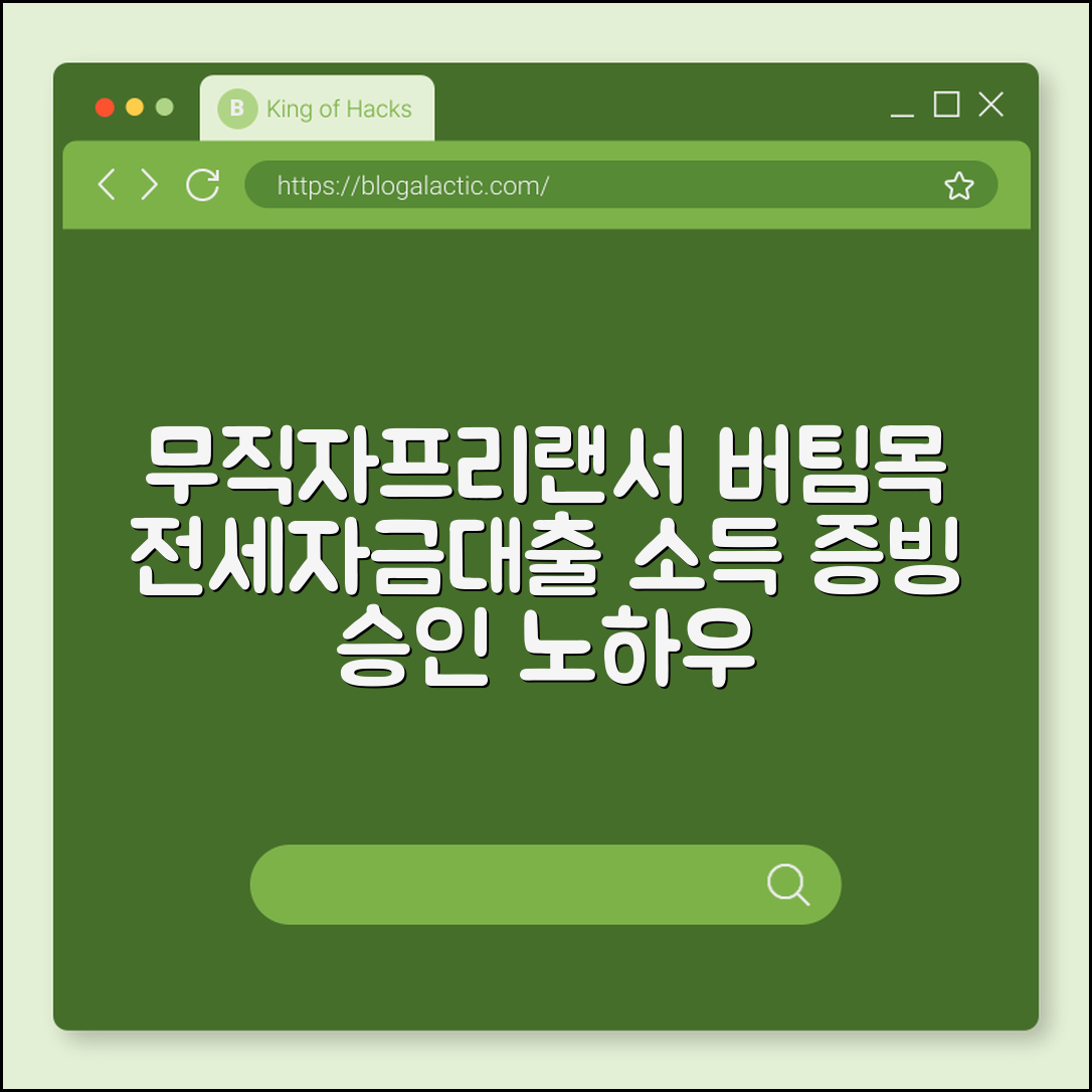 버팀목 전세자금대출 무직자 및 프리랜서 소득 증빙 승인 노하우 (건강보험료납부확인서, 이직확인서, 중기청)