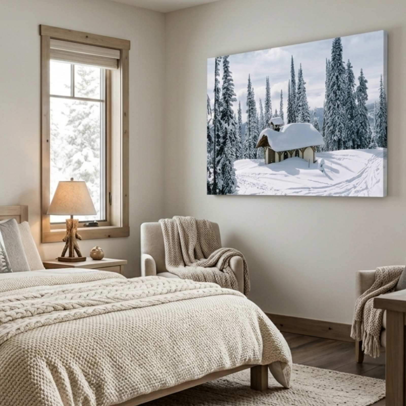 Alpine Serenity | Hand-Stretched Winter Landscape Canvas Print - Image 4