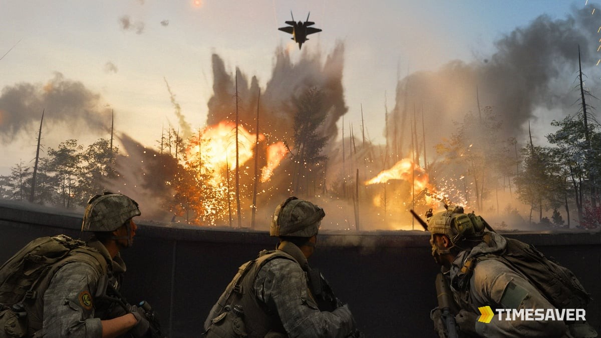 Modern Warfare 4 soldiers watching an airstrike in the campaign