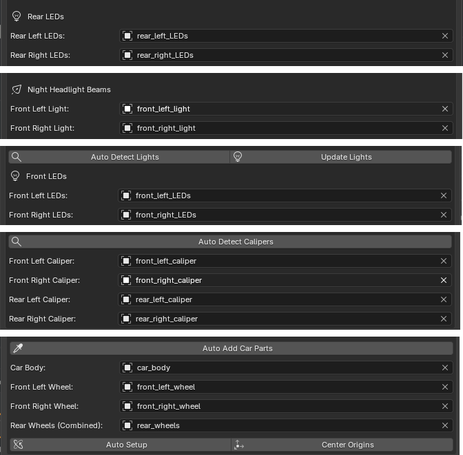 Mesh Mode body and wheel assignment guide