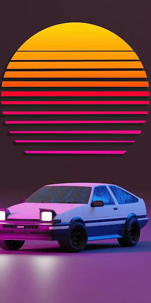 Synthwave, AE86, Retrowave, Vaporwave 4K Wallpaper Background
