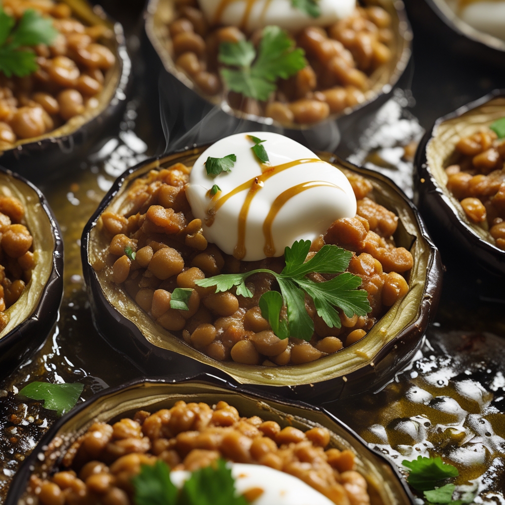 Final Berbere-Spiced Lentil & Tahini Stuffed Eggplant Power Boats