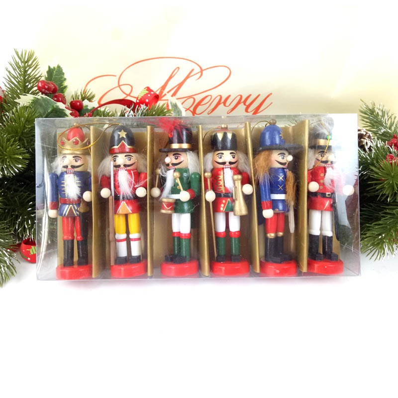 Holz-Nussknacker-Figuren, 6er-Set, Weihnachtsdekoration