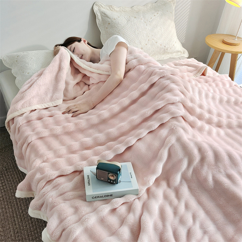 Fluffy Milk Fiber Fleece Blanket, extra thick