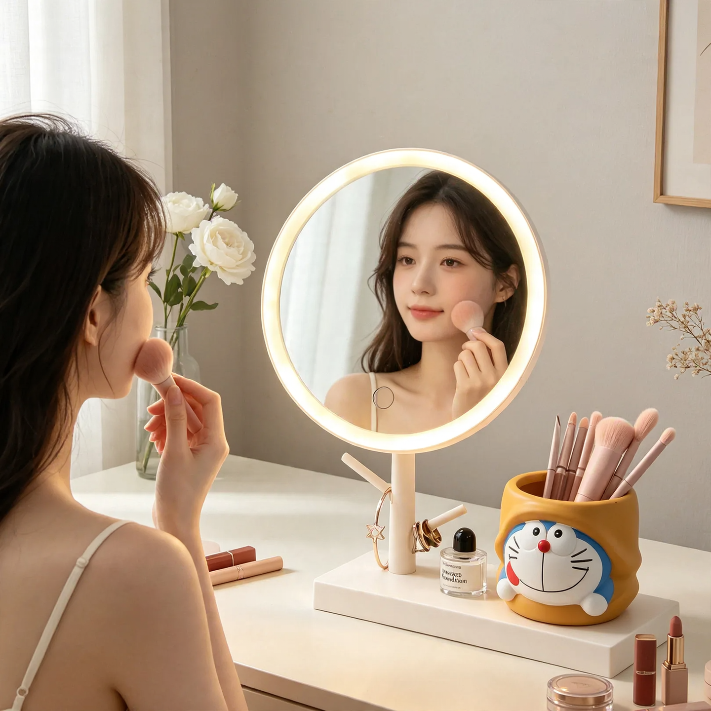 LED Makeup Mirror with Storage