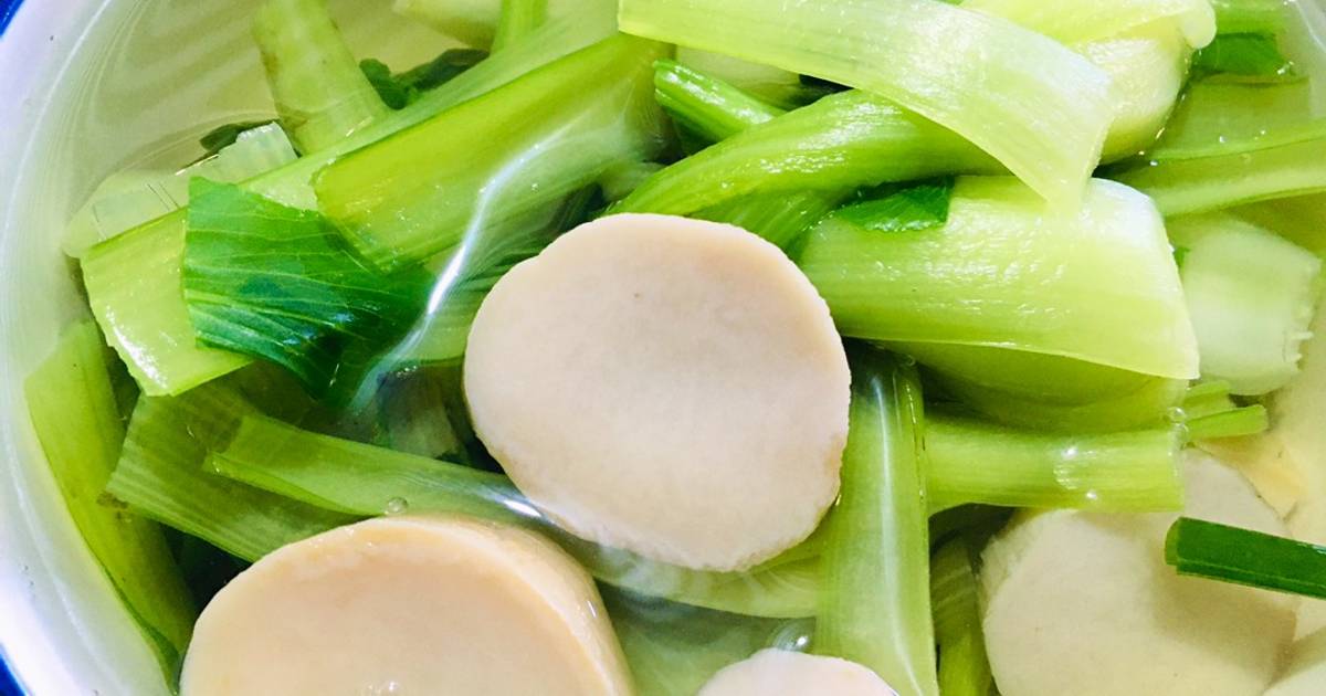 Canh cải thìa với nấm