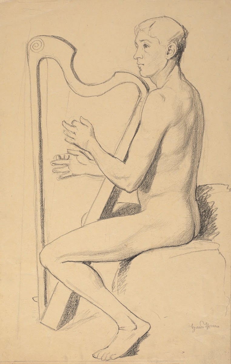 Study of a Nude Young Man Playing the Harp 1905