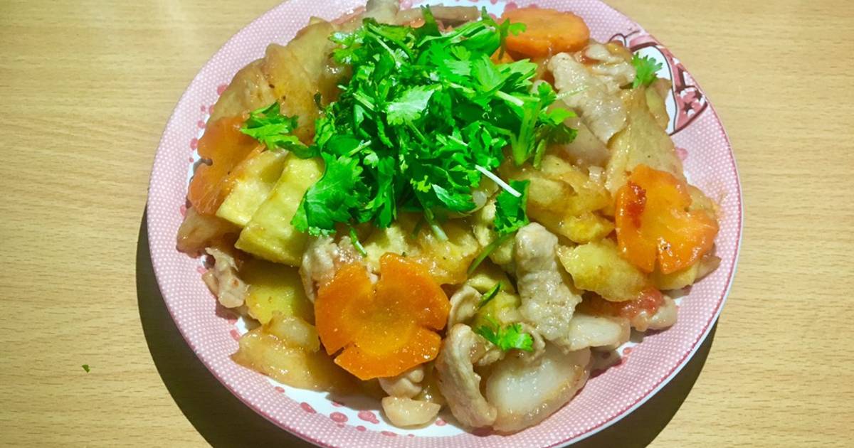 🥔🥓Khoai tây xào thịt lợn 🍅🥕