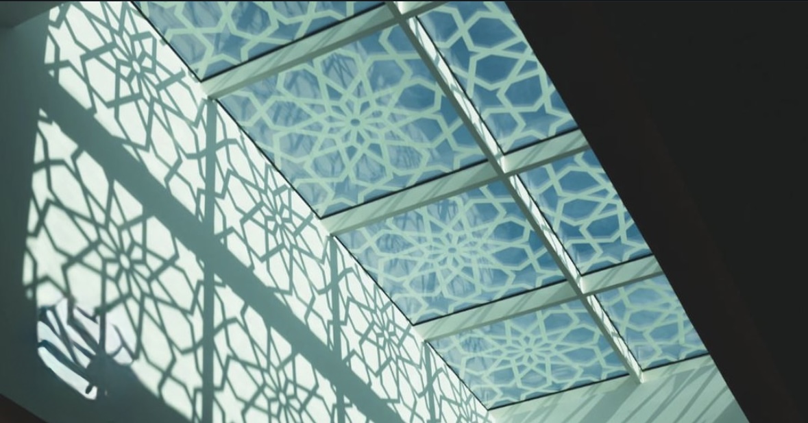 Arabesque laser-cut skylight glass works Fujairah UAE — Al Taher