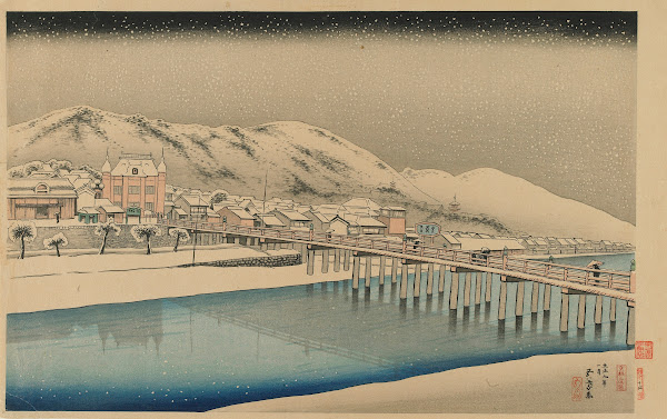 Great bridge at Sanjo in Kyoto Kyoto Sanjo Ohashi 1920