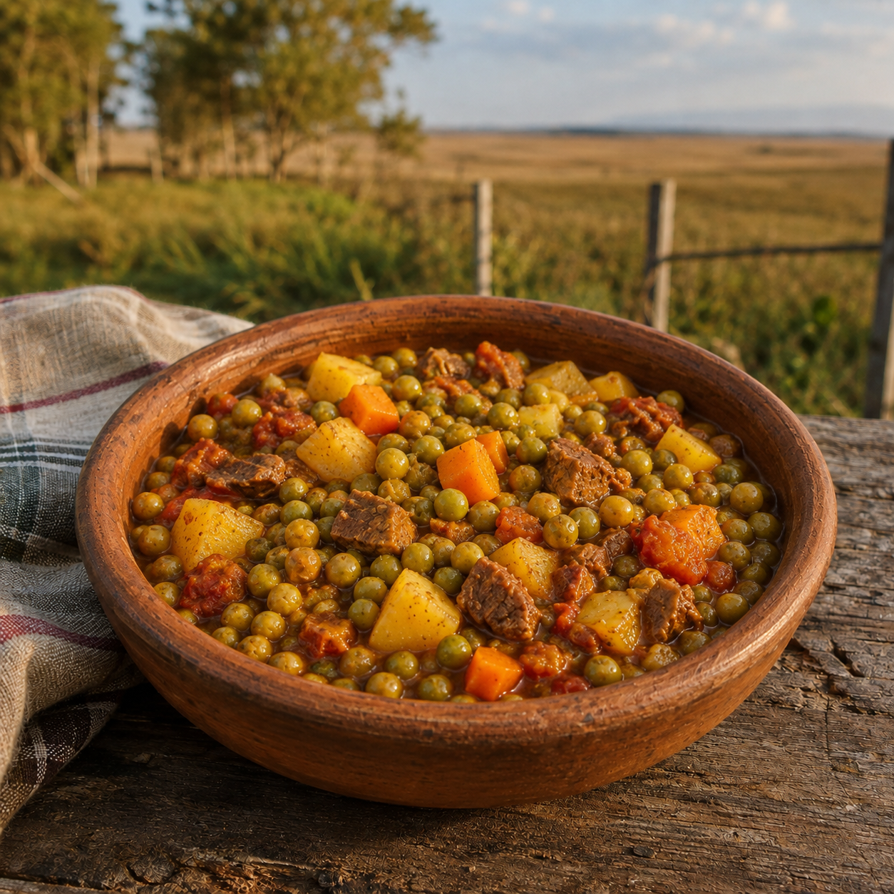 Guiso de Arvejas con Carne de Novillo Alimentado a Pasto y Libre de Antibióticos