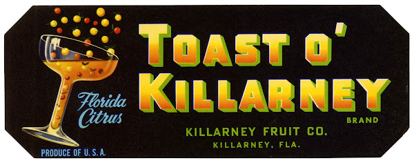 Toast O Killarney Brand Florida Citrus Label 1930 1950