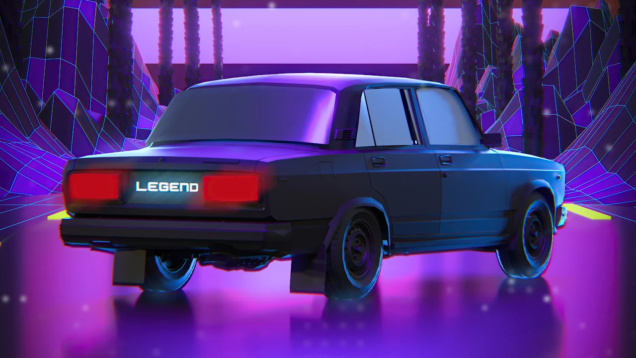 Road Car Retrowave 4K Desktop Wallpaper