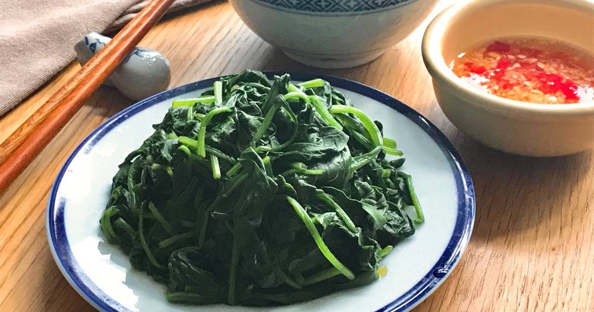 🌱 Cải Bó Xôi Luộc Chấm Nước Muối