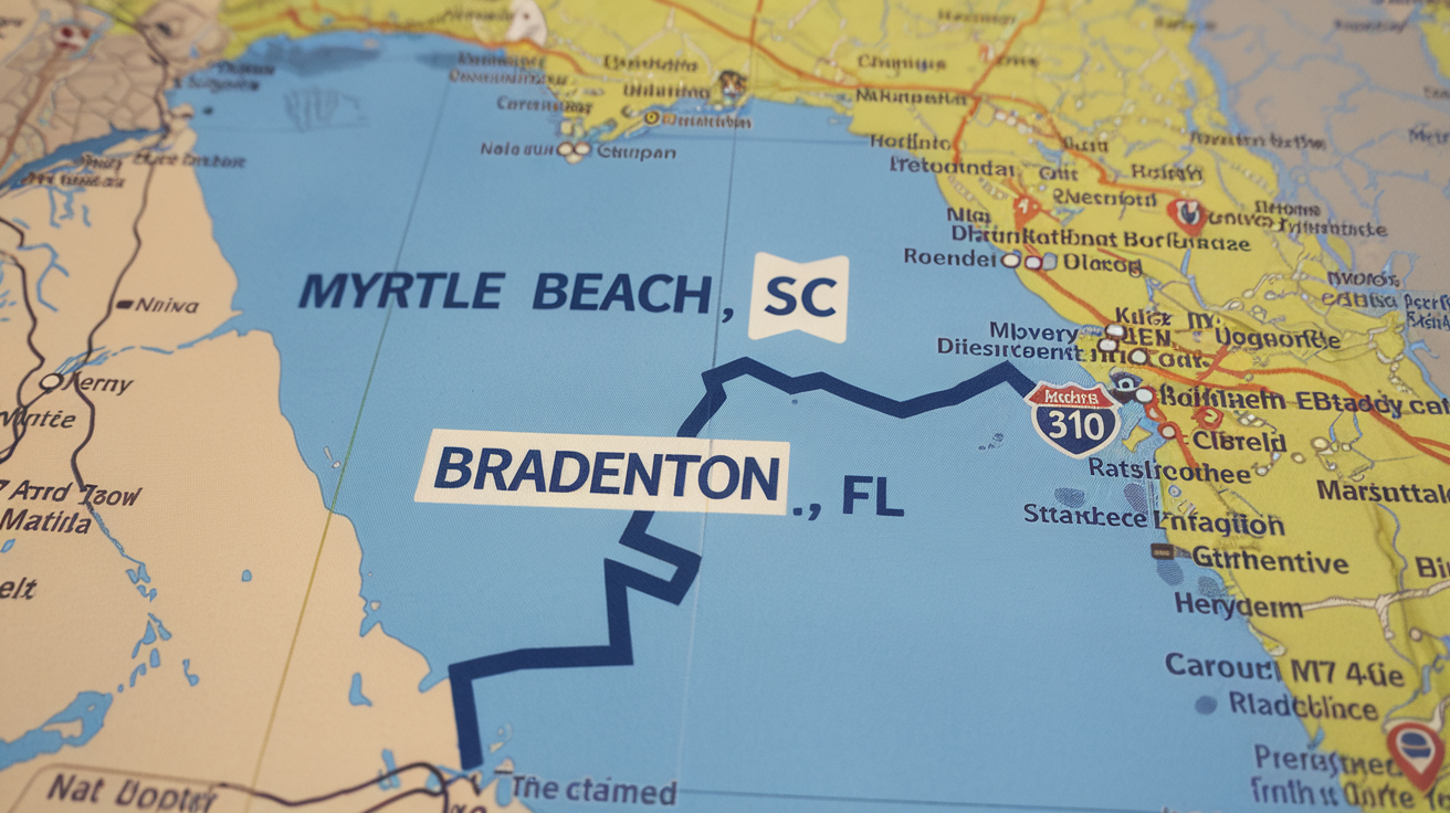 Distance from Myrtle Beach, SC to Bradenton, FL