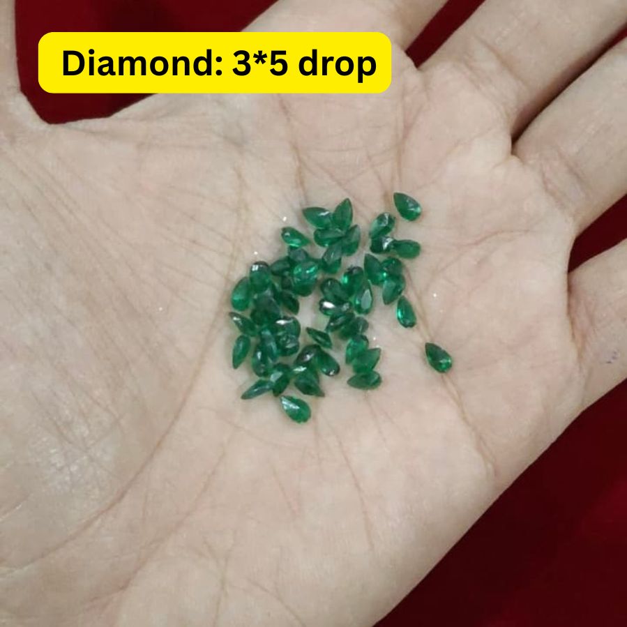 Rani Green diamond size 3*5 Drop Size pack of 50