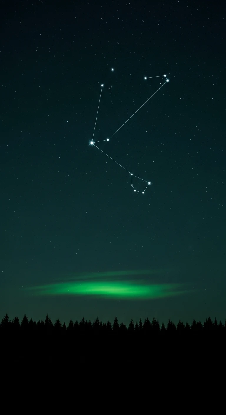 The Big Dipper Constellation Over a Silhouetted Forest and Glowing Night Sky - Free 4K mobile Wallpaper