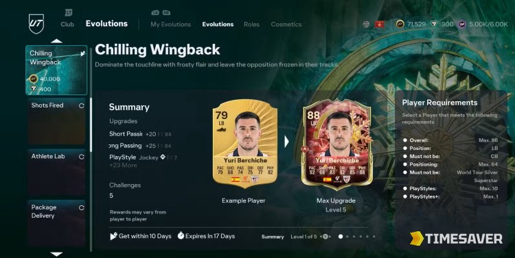 EA FC 26 Evolutions screen turning a cheap base card into an upgraded meta card