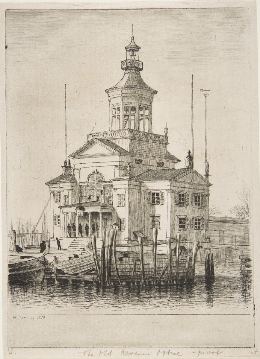 The Old Revenue Office Whitehall from Scenes of Old New York 1870