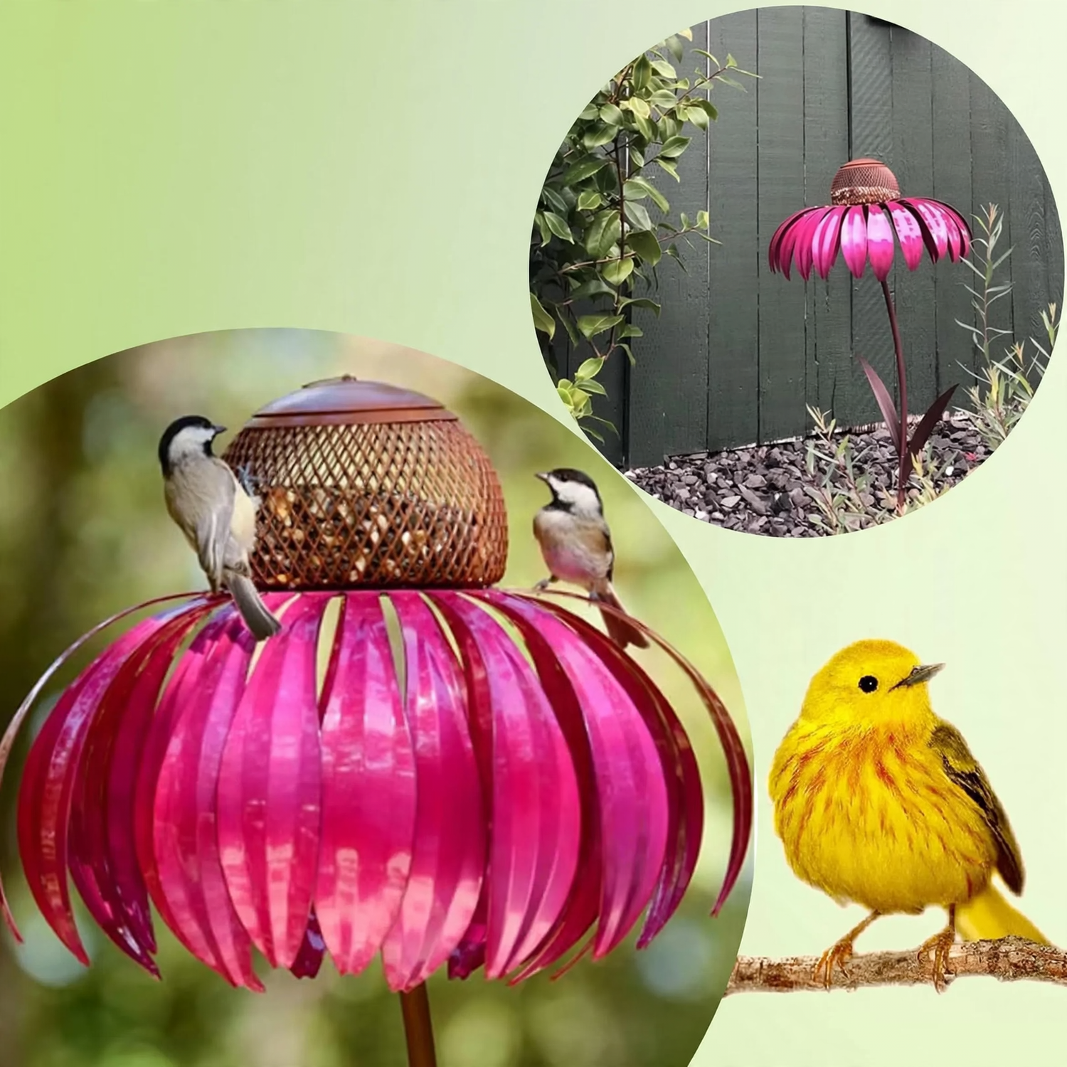 Flower Metal Bird Bath