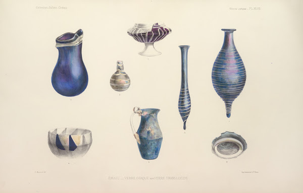 Collection Julien Greau Verrerie antique emaillerie et poterie appartenant a M J