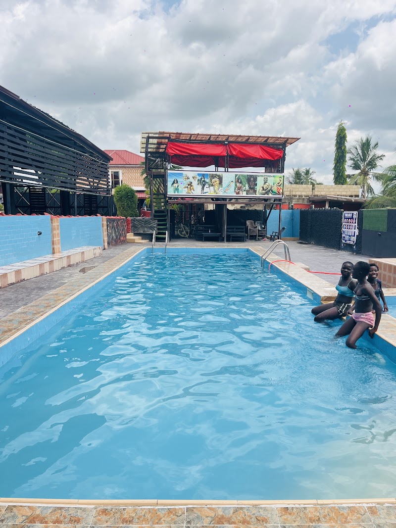 Guests swimming in the pool at Point 3 Hotel, the best pool in Adeiso, Ghana