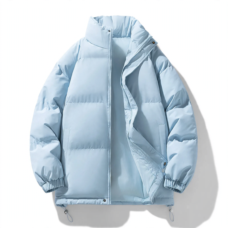 Unisex padded jacket, stand-up collar, lined, solid color
