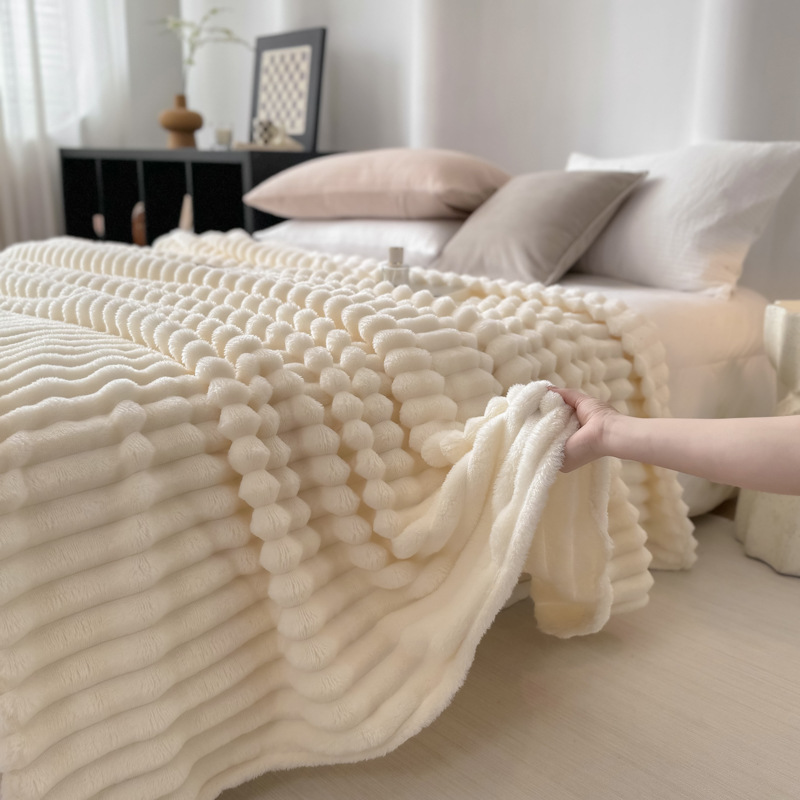 Luxurious Flannel Blanket Made of Faux Rabbit Fur