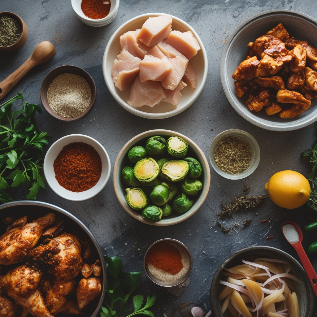 Ingredients for Air Fryer Sweet Chili Chicken and Brussels Sprouts – Easy Weeknight Dinner