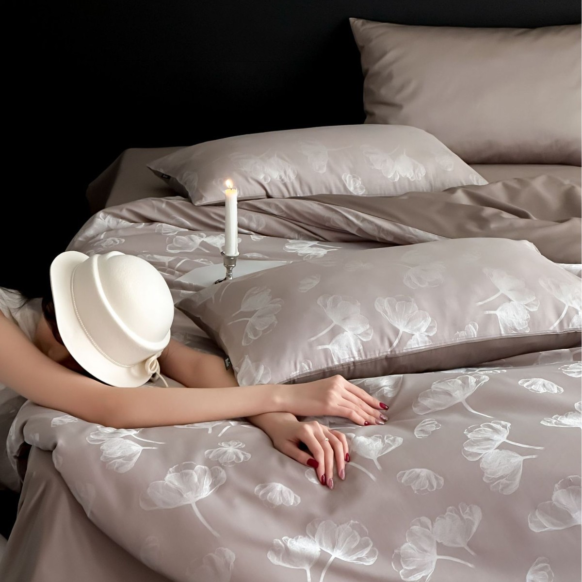 Tencel-Cotton Bedding Set, 4-Piece, Floral Pattern