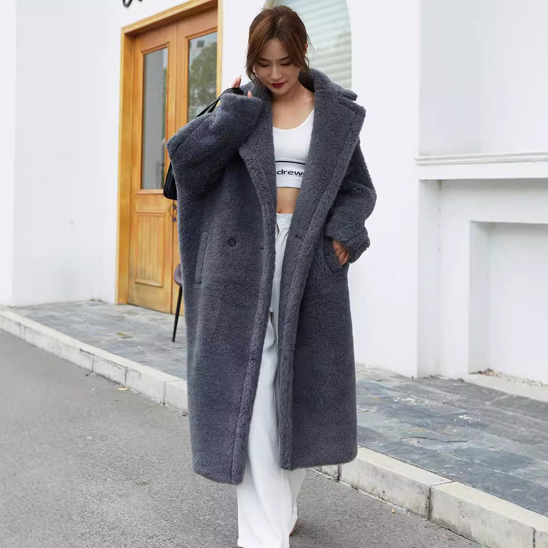 Teddy coat, mid-length, color: Deep Grey