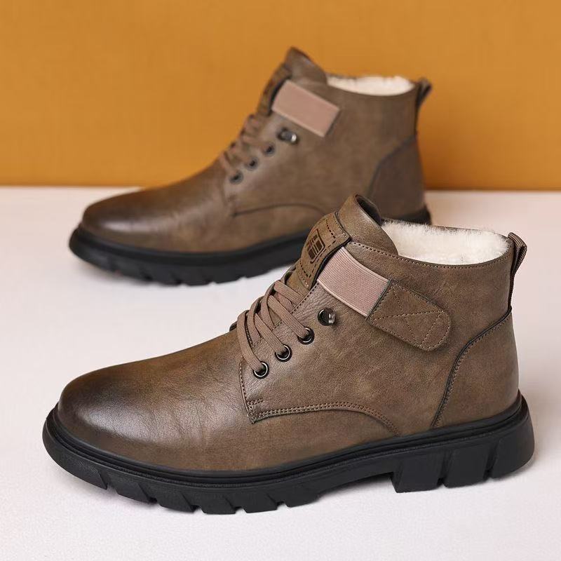 Insulated Men's Boots, High-Top, Synthetic PU, Winter