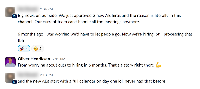 Client message in Slack
