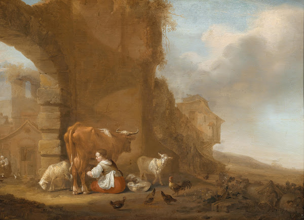 A milkmaid amongst ruins