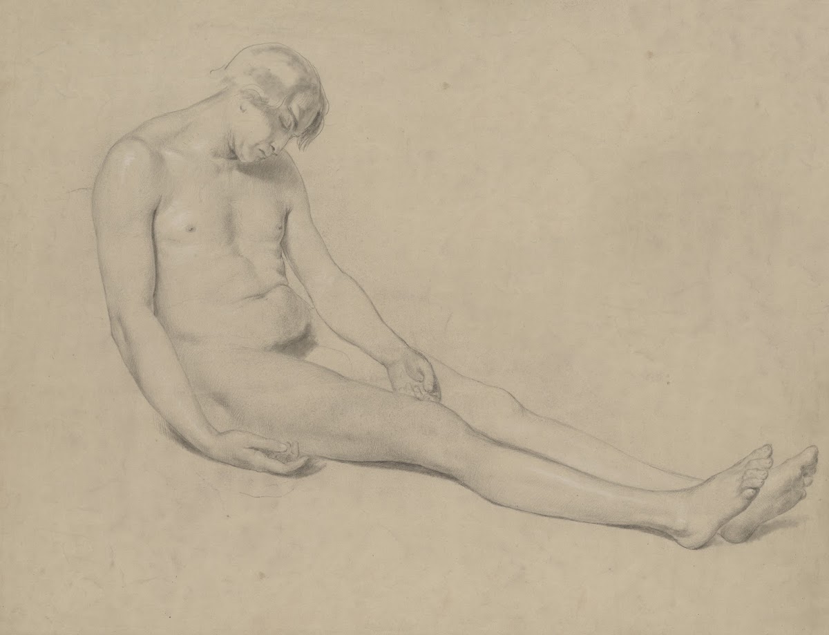 Seated male nude 1850 1900