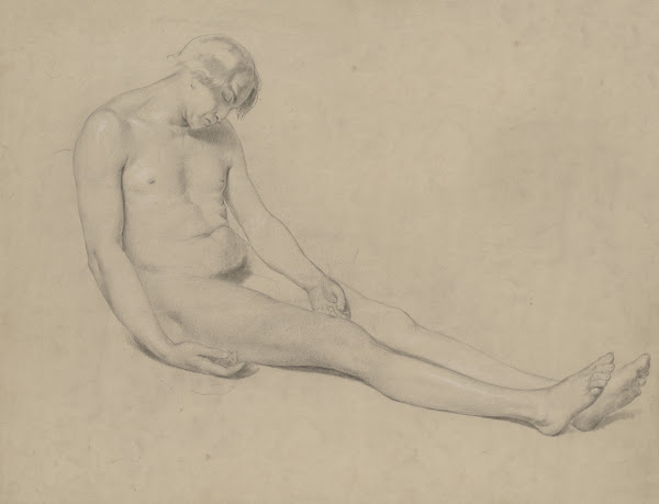 Seated male nude 1850 1900