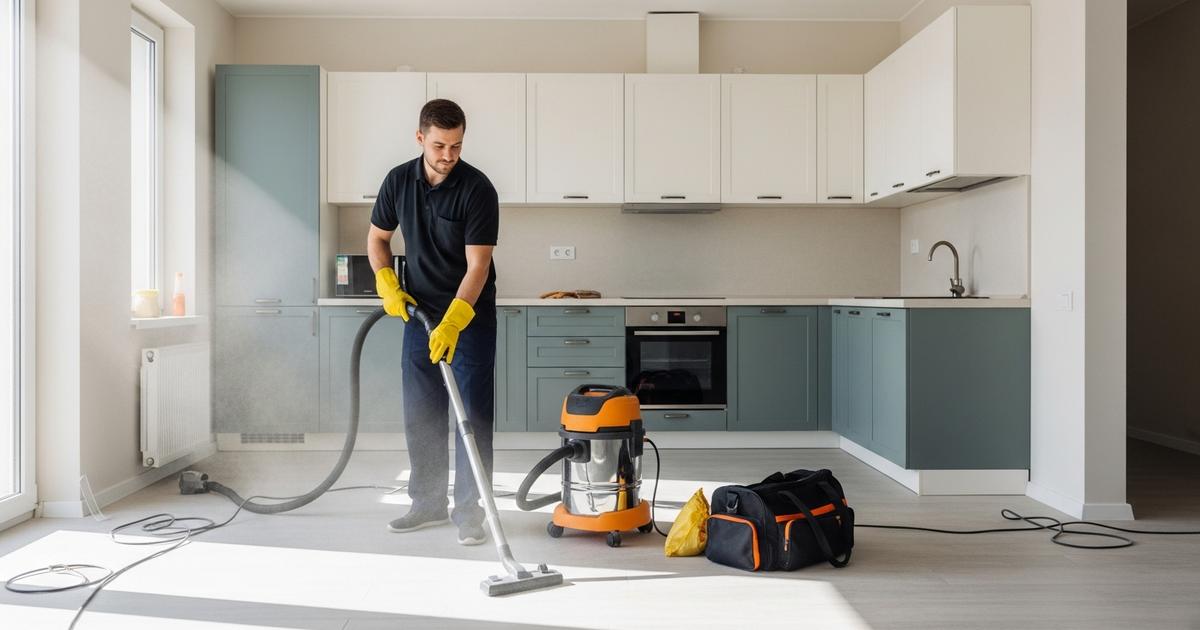 Echipa AS Cleaning efectueaza curatenie dupa reparatie - aspirare praf de constructie si stergere pereti