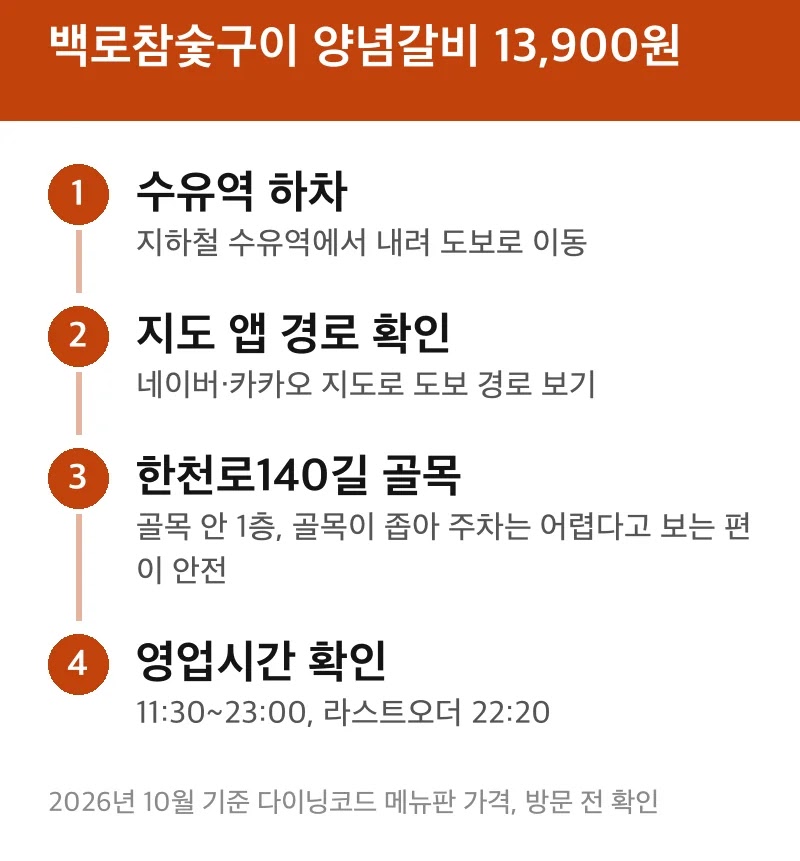 백로참숯구이 양념갈비 13,900원