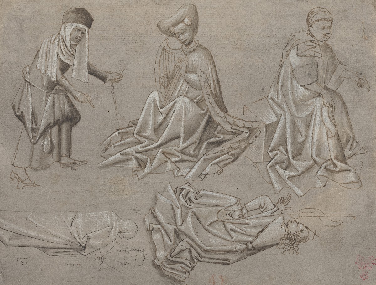 Studies for Six Figures sheet from a model book recto c 1450 1460