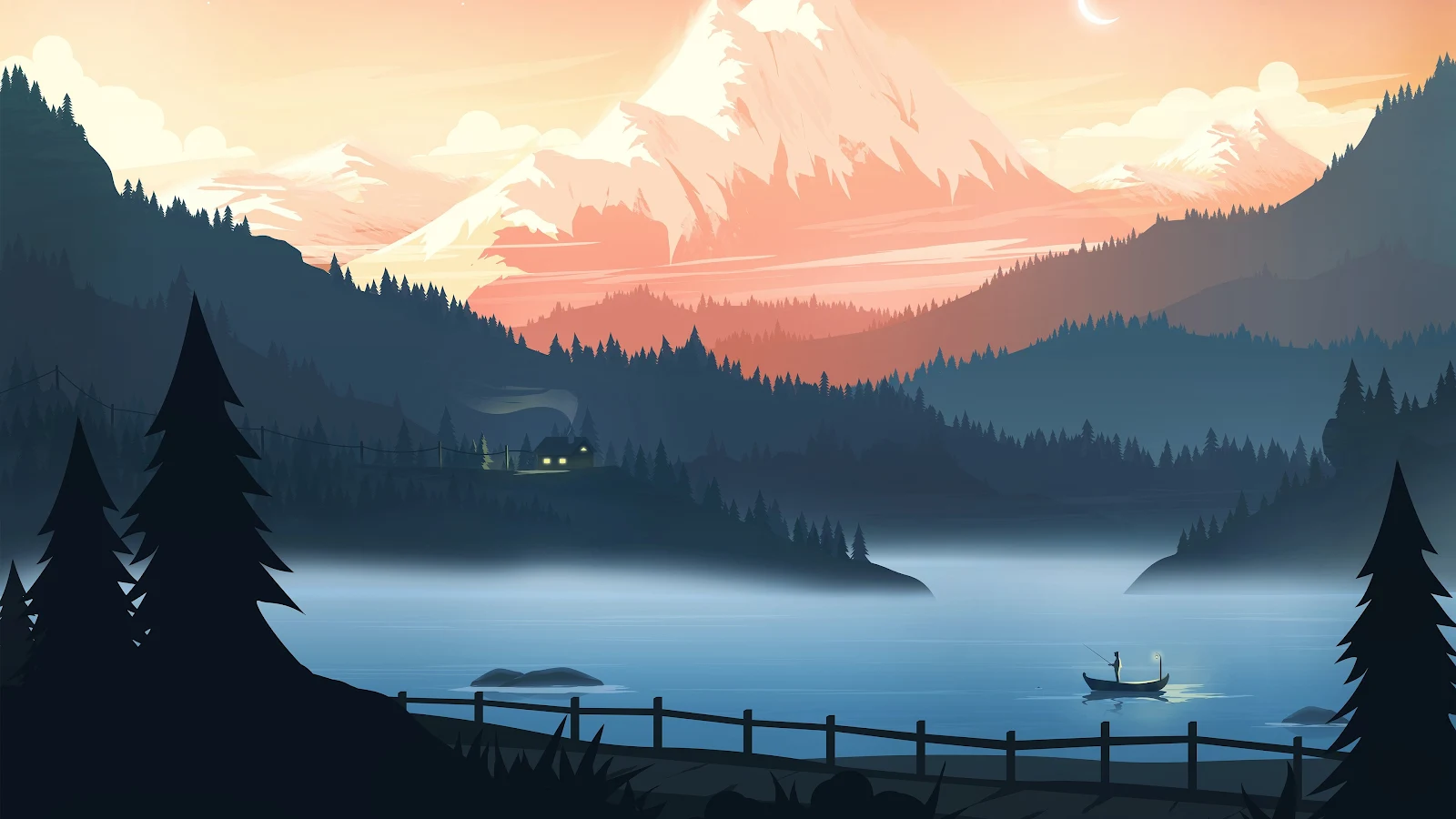 Mountains Retreat Minimal Beautiful 4K Desktop Wallpaper