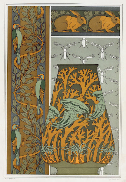 Piverts et arbre bordure verticale Lapins et feuilles bordure Méduses anémones d