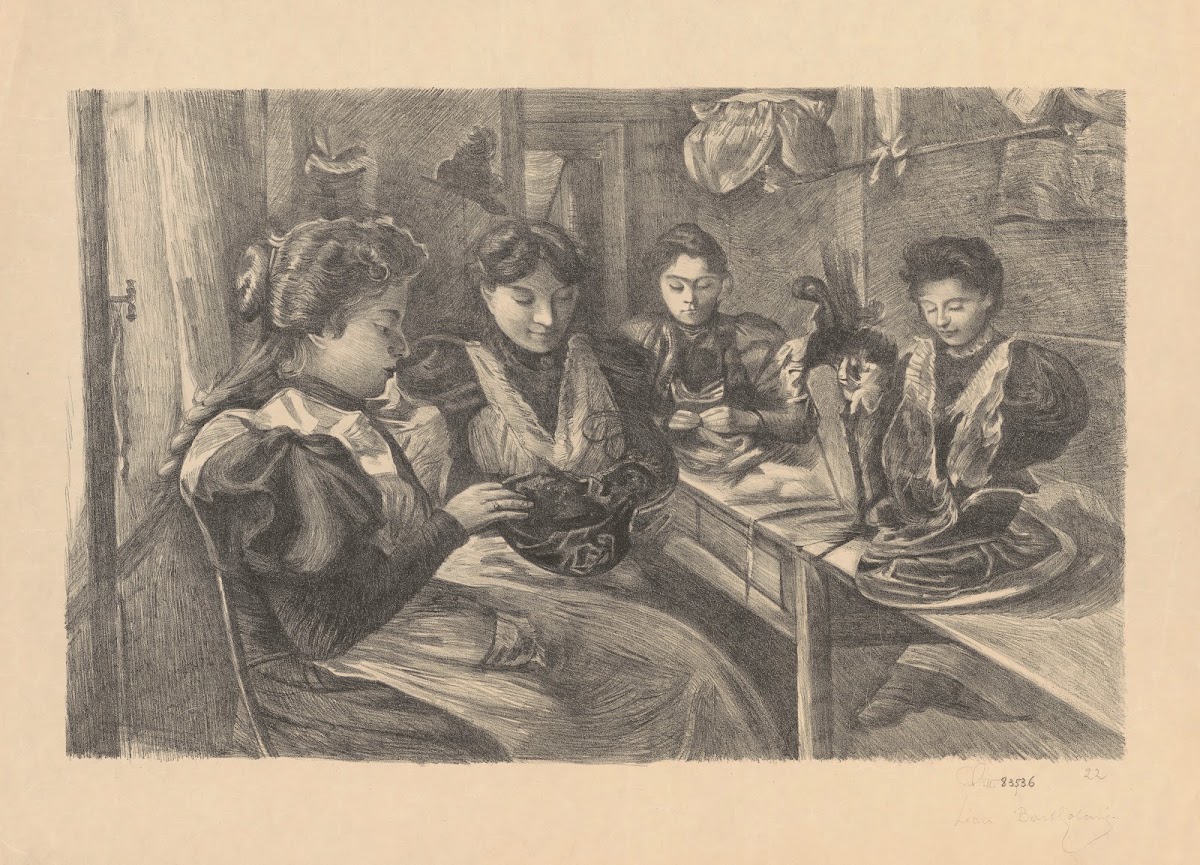 Atelier de modistes à Bruxelles vers 1900 1900