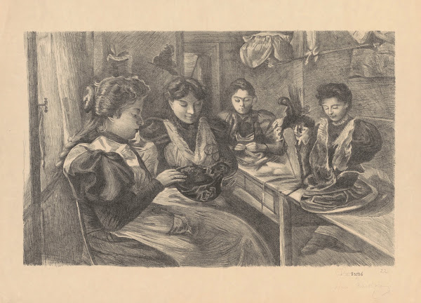 Atelier de modistes à Bruxelles vers 1900 1900