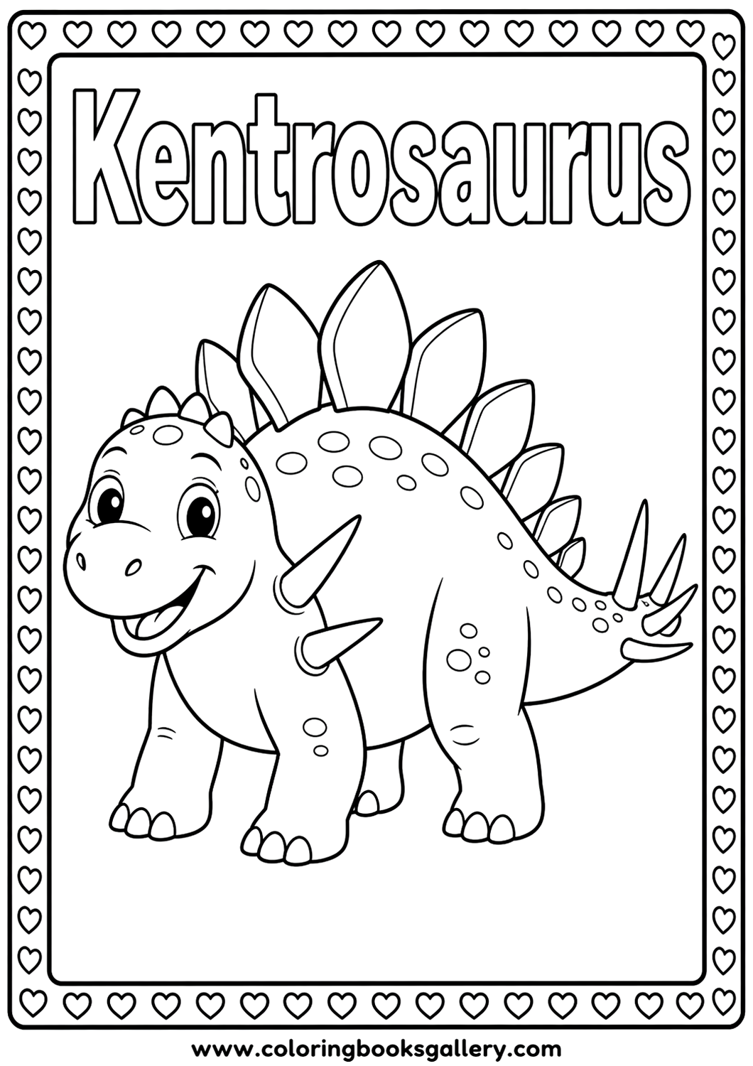 Cute Smiling Kentrosaurus Dinosaur Coloring Sheet for Kids – free coloring page for kids