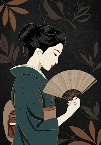 Serene Japanese Woman with Fan