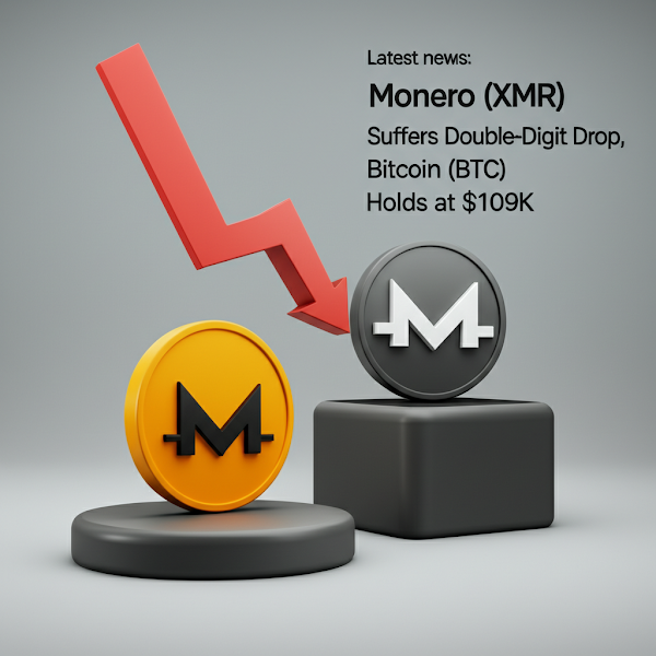 Latest news: Monero (XMR) Suffers Double-Digit Drop, Bitcoin (BTC) Holds at $109K