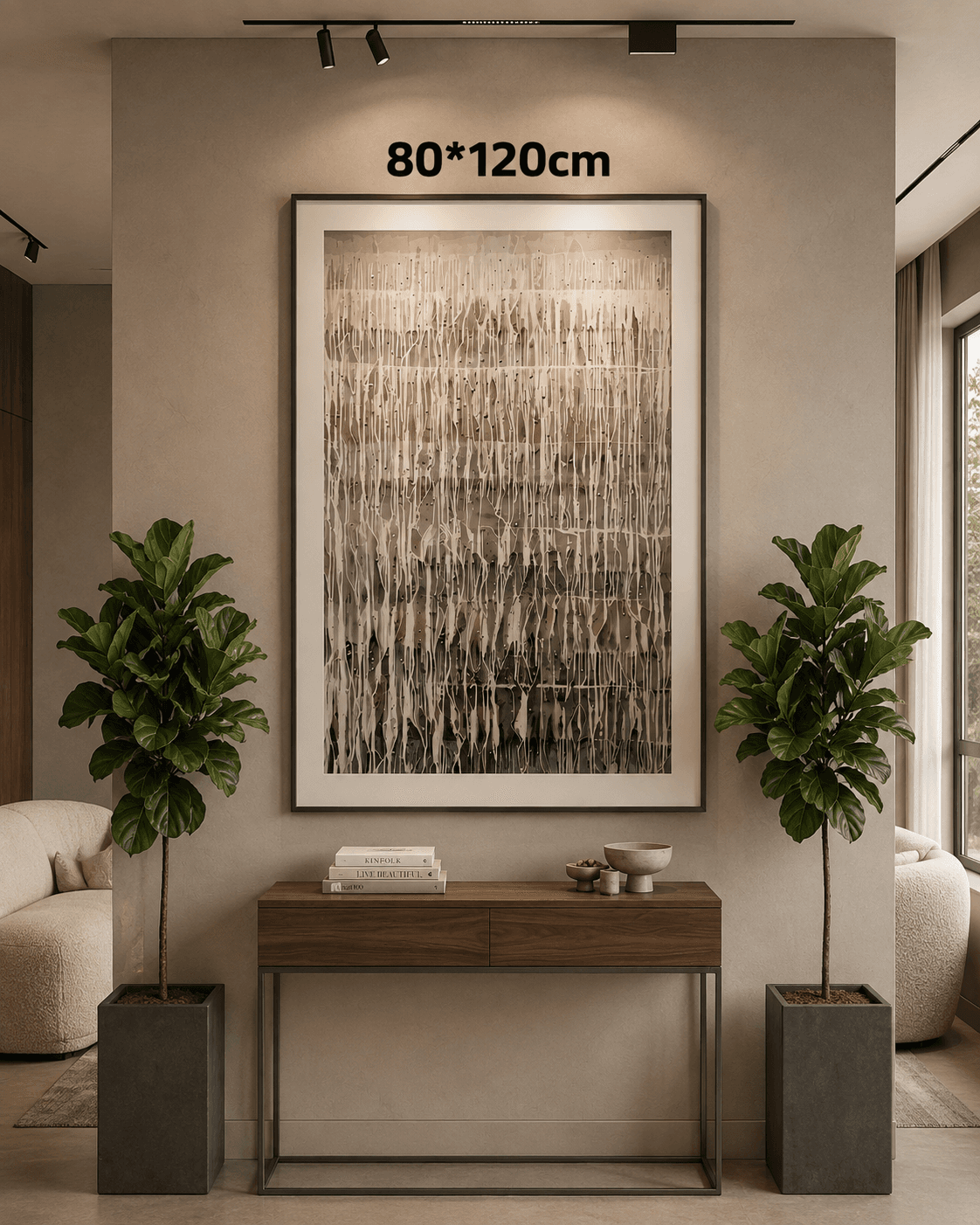 Framed B&W Abstract Lines – 80x120 cm view 3
