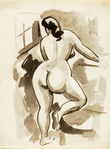 Back View of Standing Female Nude