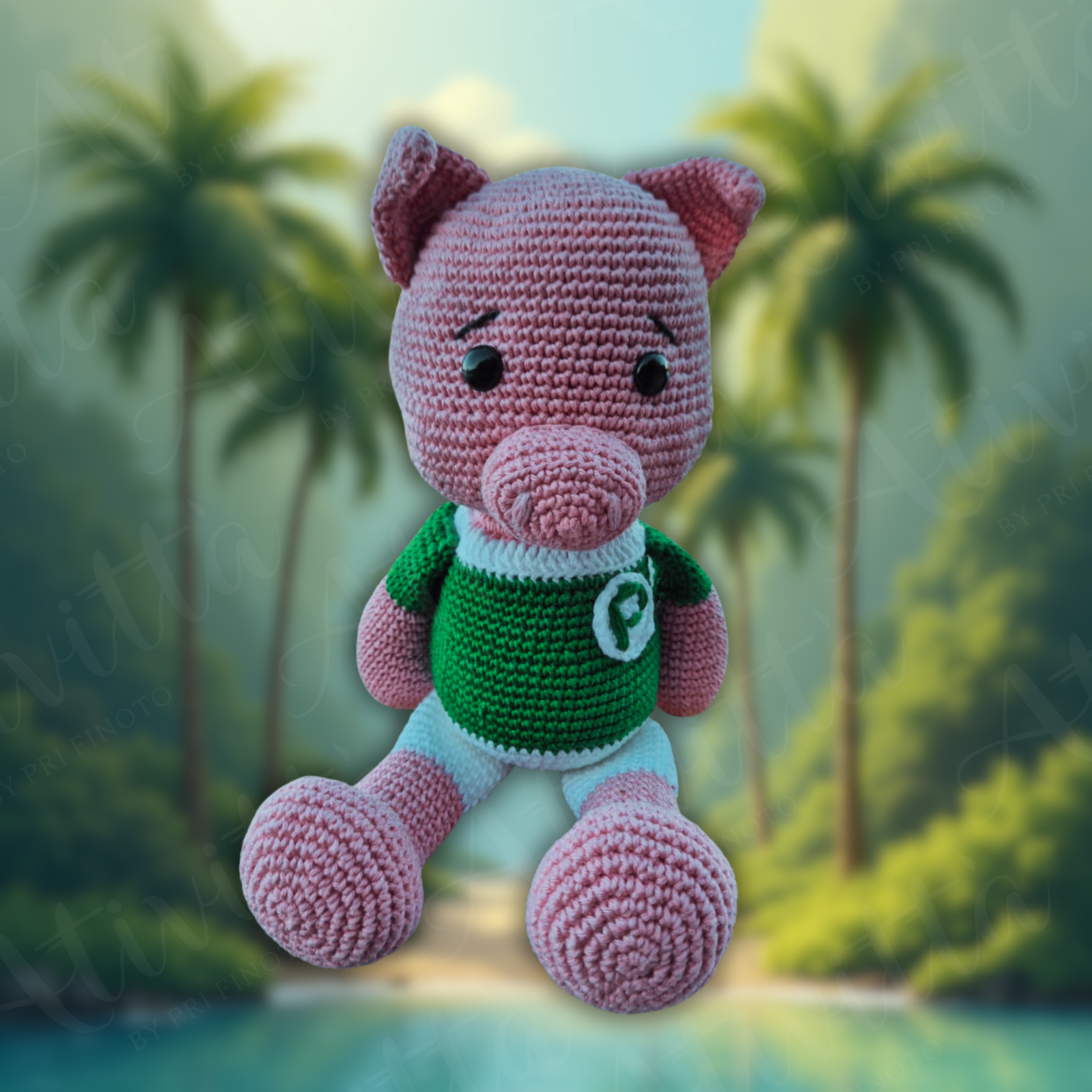 Porquinho do Palmeiras em Crochê