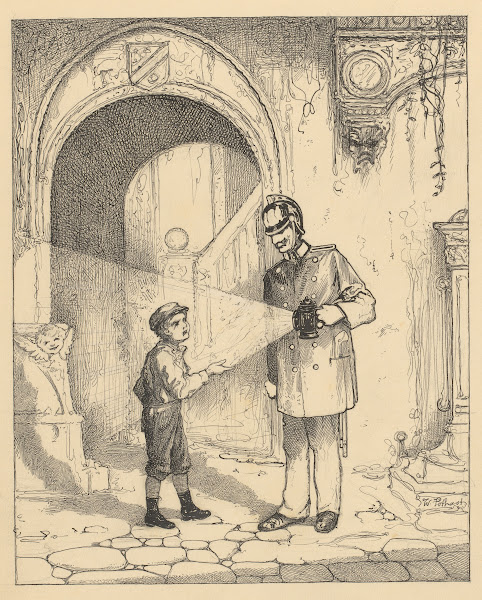 Jongen en politieman op een straat 1887   1916